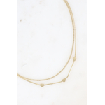 Collier multi-rangs argenté Pola, deux chaînes fines avec cœurs, bijou romantique en acier inoxydable