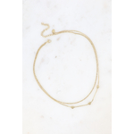 Collier multi-rangs argenté Pola, deux chaînes fines avec cœurs, bijou romantique en acier inoxydable