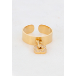 Bague dorée Josie avec trèfle en émail ajustable, bijou porte-bonheur chic et moderne