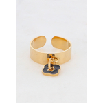 Bague dorée Josie avec trèfle en émail ajustable, bijou porte-bonheur chic et moderne