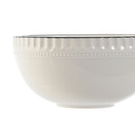 Détail du bol en porcelaine blanche avec finition liseré noir raffiné
