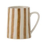 Mug Mani en grès peint à la main avec rayures artisanales et teinte marron