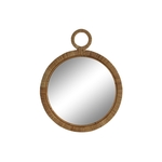 Miroir rond rotin dans un salon décoration naturelle et douce