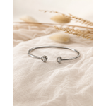Bracelet jonc argenté avec cristaux transparents en acier inoxydable minimaliste