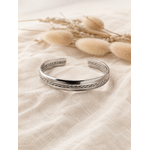 Bracelet jonc argenté tressé en acier inoxydable au style minimaliste et élégant