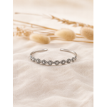 Bracelet jonc argenté fleurs vintage en acier inoxydable style bohème chic
