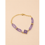 Bracelet Vahina violet lavande et doré avec pierres naturelles bohème chic
