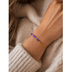 Bracelet femme pierres naturelles violettes et chaîne dorée minimaliste bohème