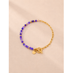 Bracelet Vana violet et doré en acier inoxydable avec pierres naturelles lavande