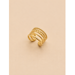 Bague Ornella dorée multi anneaux sur fond crème minimaliste – bijou femme élégant Bella Cosa