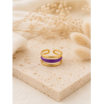 Bague Veha dorée et violette posée sur pierre beige texturée dans une ambiance douce et naturelle – Bella Cosa