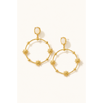 Boucles d’oreilles Alma dorées sur fond crème minimaliste style bijou élégant et lumineux