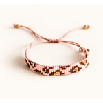 Bracelet Nala en perles Miyuki rose, cognac et doré à motif léopard