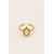 Bague Alba dorée perlée avec pierre nacrée blanche sur fond crème minimaliste – bijou femme élégant Bella Cosa