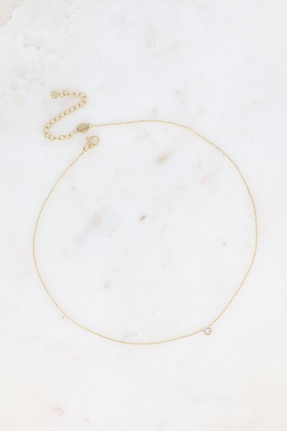 Collier ras du cou Jeannie avec petit oxyde de zirconium, bijou fin en acier inoxydable doré