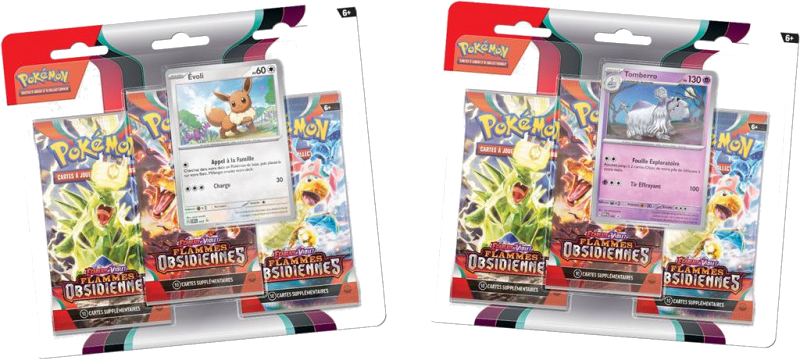 Lot De 2 Tripacks Pokémon Flammes Obsidiennes – Evoli Promo EV03 Scellés – RARE FR