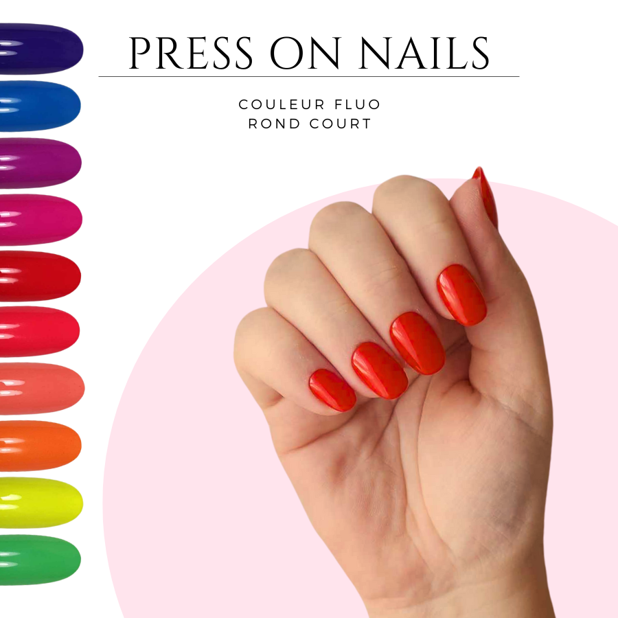 Faux-ongles-a-coller-enfants-Press-on-nails-longue-tenue-Press-on-fluo