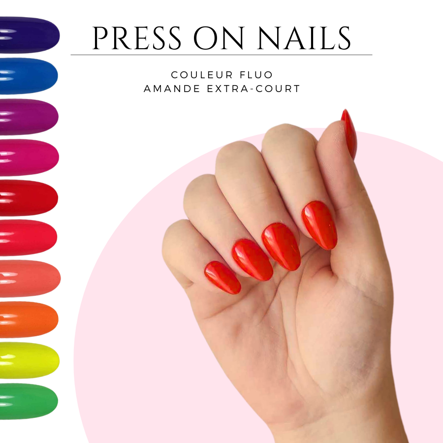 Faux-ongles-a-coller-enfants-Press-on-nails-longue-tenue-Press-on-fluo
