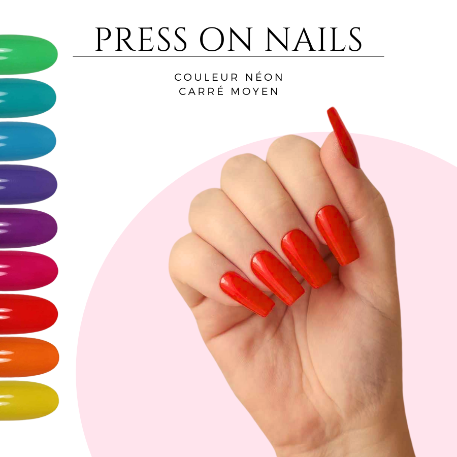 Meilleurs-faux-ongles-a-coller-Faux-ongles-carre-arrondi-Press-on-nails-carre-long-fluo