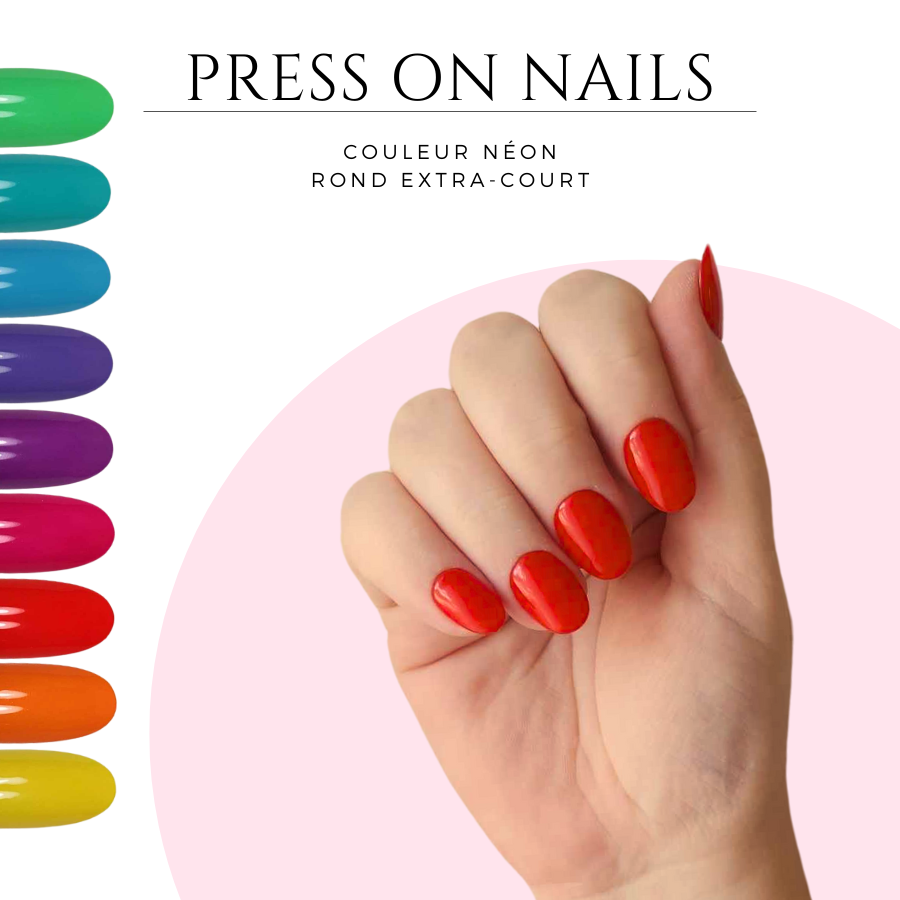 Meilleurs-faux-ongles-a-coller-Faux-ongles-carre-arrondi-Press-on-nails-rond-court-fluo