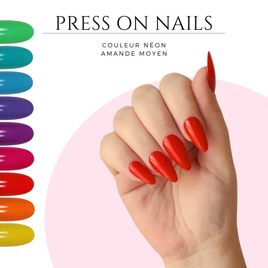 Meilleurs-faux-ongles-a-coller-Faux-ongles-carre-amande-Press-on-nails-amande-court-fluo