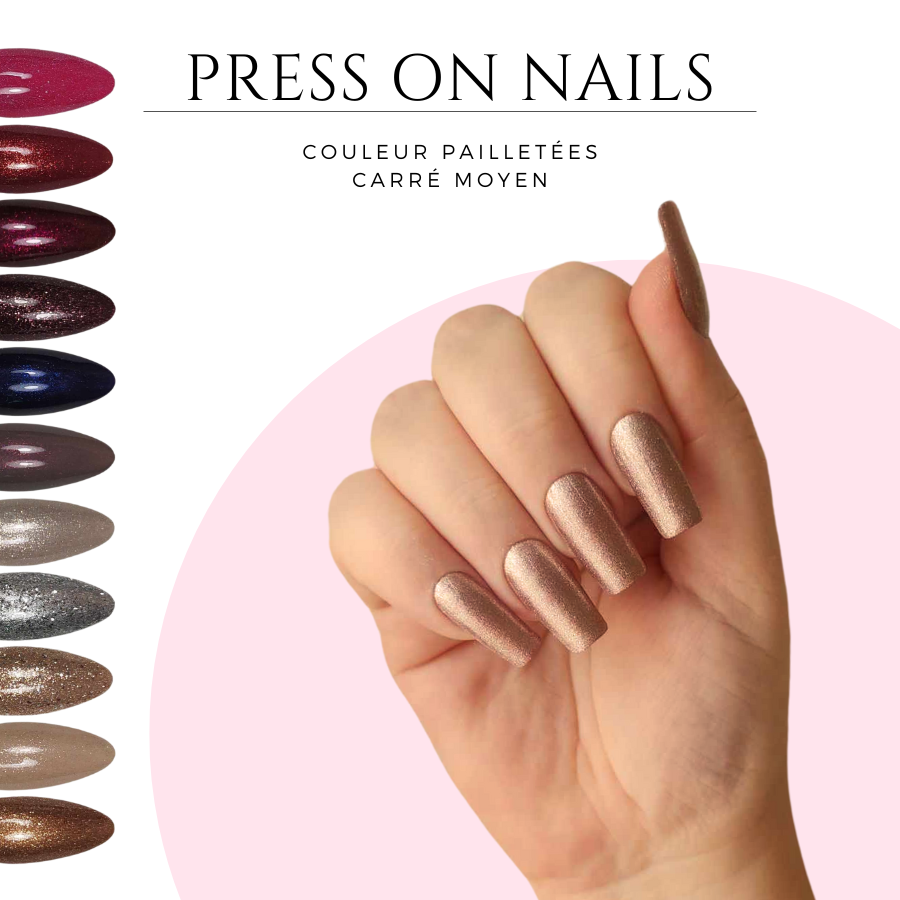 Faux-ongles-carre-long-pailletee-Press-on-nails-carre-pailletee-Quels-sont-les-risques-des-faux-ongles