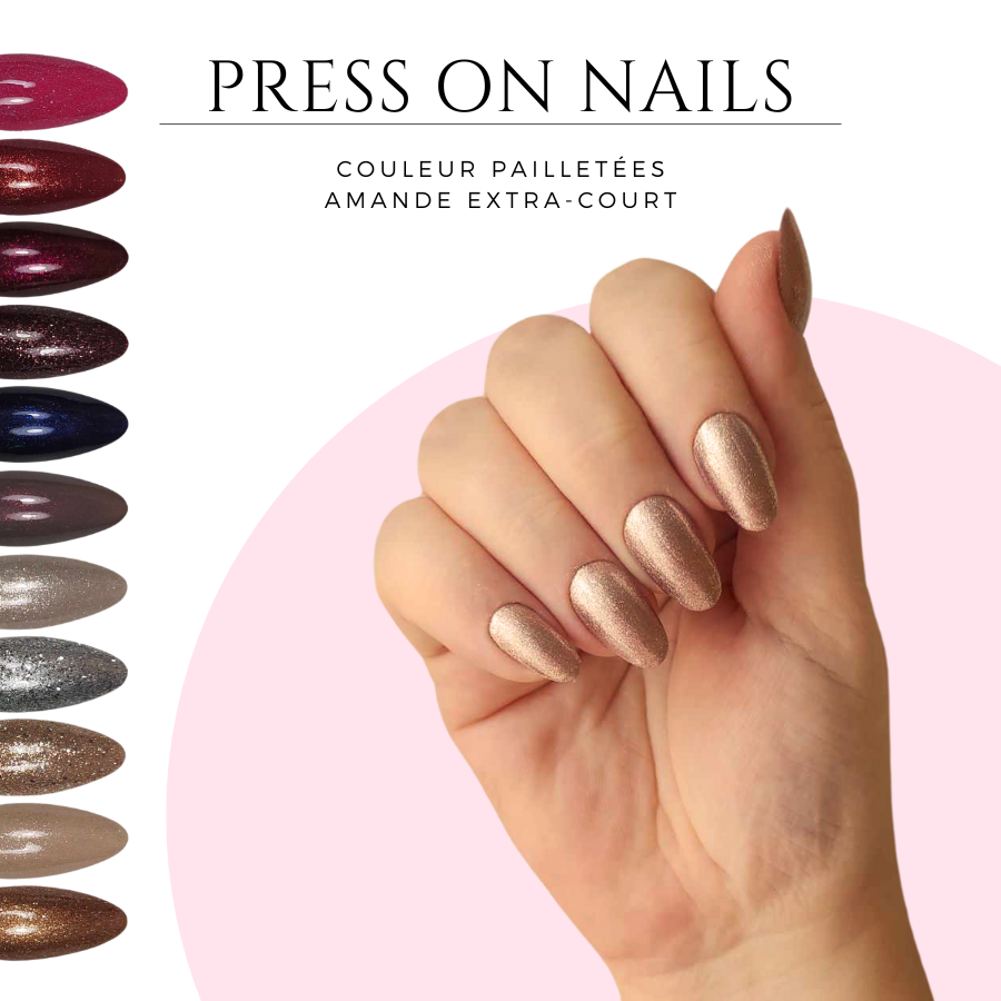 Faux-ongles-amande-court-pailletee-Press-on-nails-amande-court-paillete-Quels-faux-ongles-tiennent-le-mieux