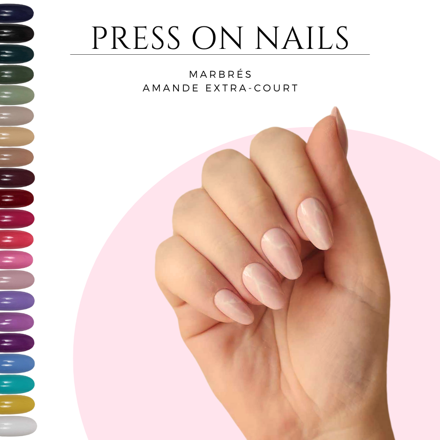Faux-ongles-marbre-de-couleurs-Press-on-nails-marbre-Faux-ongles-nail-art-amande-court