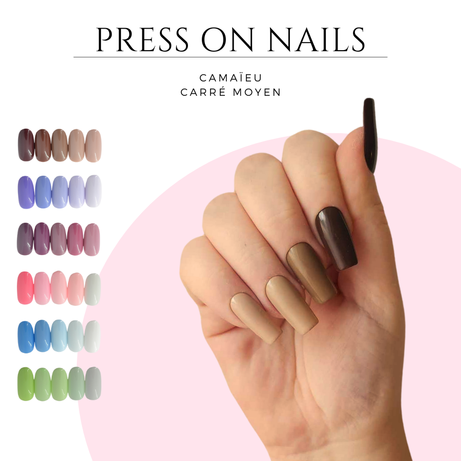 Faux-ongles-camaieu-de-couleurs-Press-on-nails-camaieu-Faux-ongles-carre