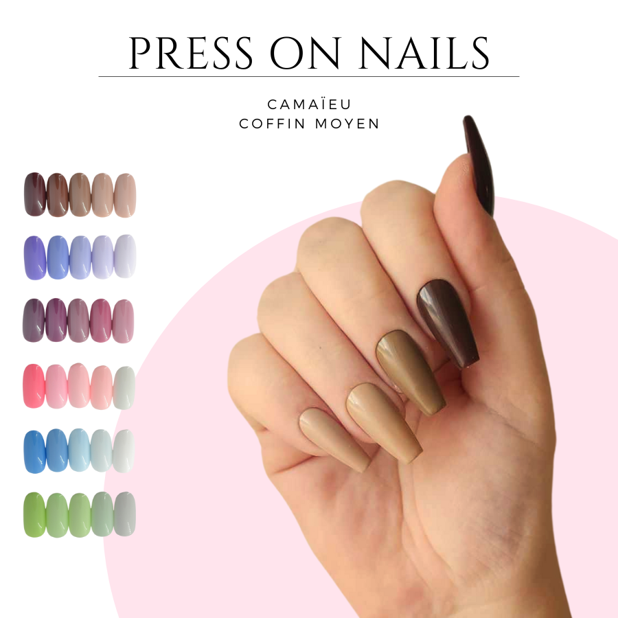 Faux-ongles-camaieu-de-couleurs-Press-on-nails-camaieu-Faux-ongles-coffin