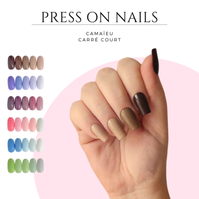 Faux-ongles-camaieu-de-couleurs-Press-on-nails-camaieu-Faux-ongles-carre-court