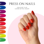 Faux-ongles-carre-arrondi-Press-on-nails-carre-tres-court-Faux-ongles-a-coller-fluo