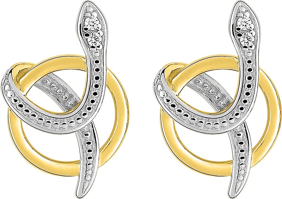 Boucle d\'oreilles plaqué or & Oxydes de zirconium - motif Serpent