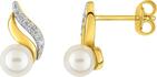 Boucles d\'oreilles plaqué or - Oxydes de zirconium & Perles synthétiques