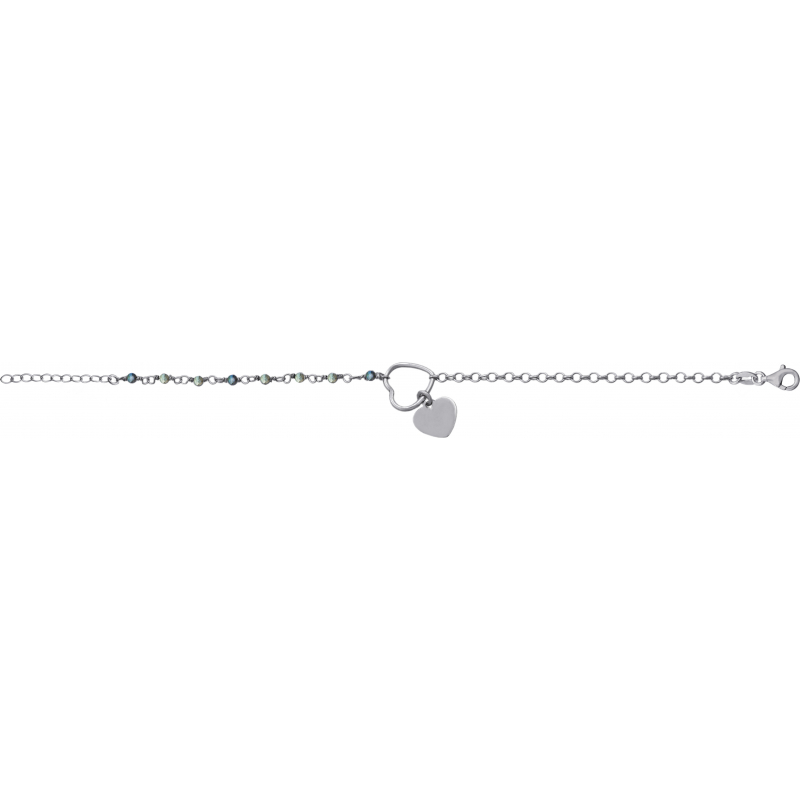 Bracelet argent rhodié & Labradorite 20cm