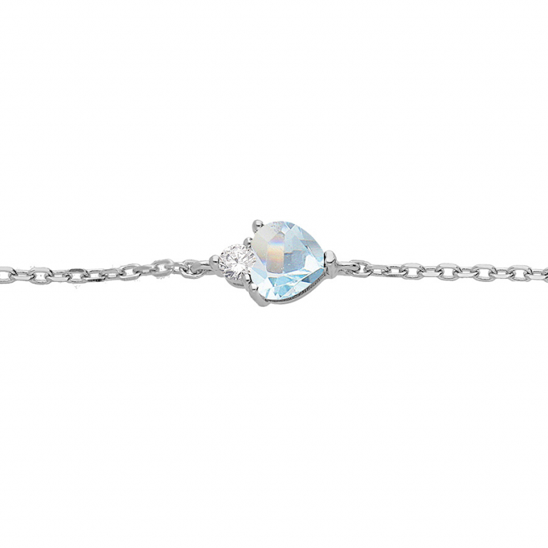 Bracelet argent rhodié & Oxydes de zirconium - motif coeur