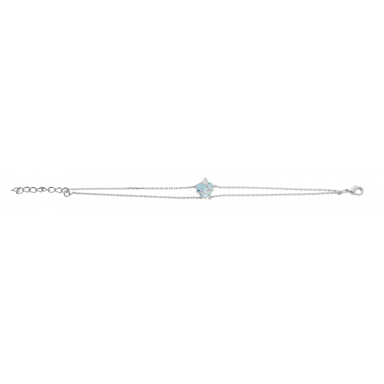 Bracelet argent rhodié & Oxydes de zirconium - motif coeur & ronces