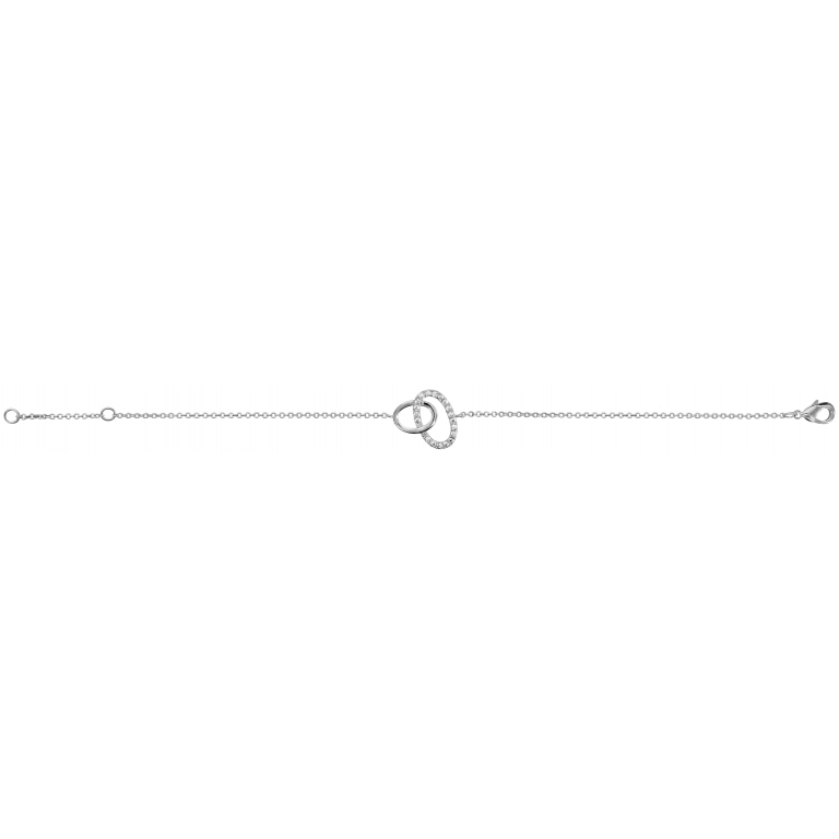 Bracelet argent rhodié & Oxydes de zirconium - ovales entrelacés