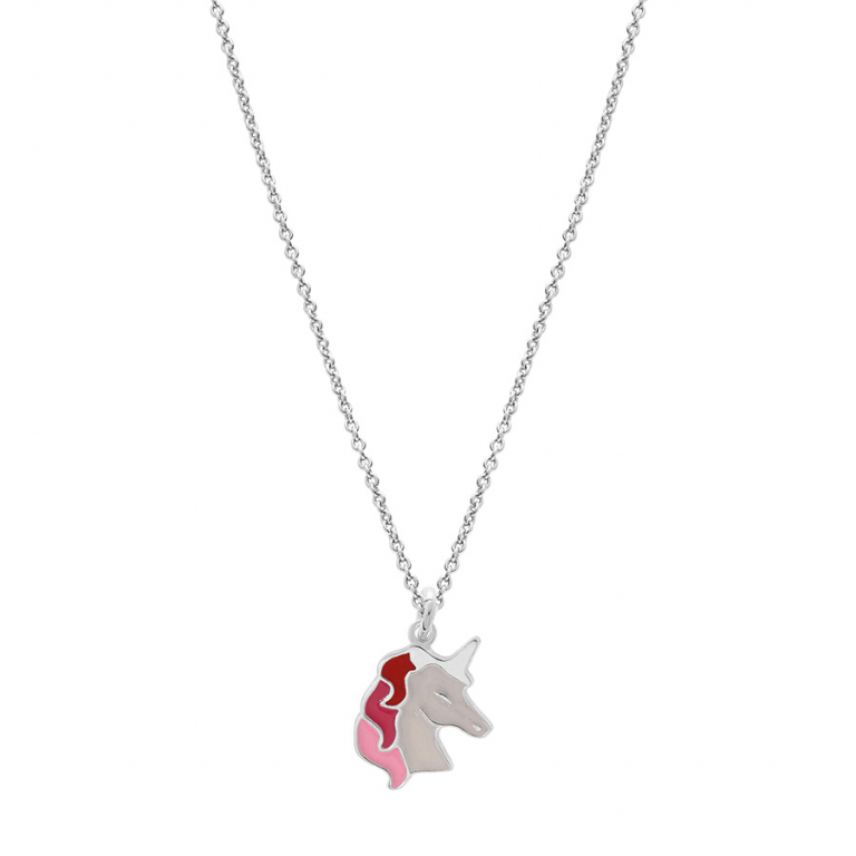 Collier ENFANT argent rhodié & pendentif licorne - 40cm