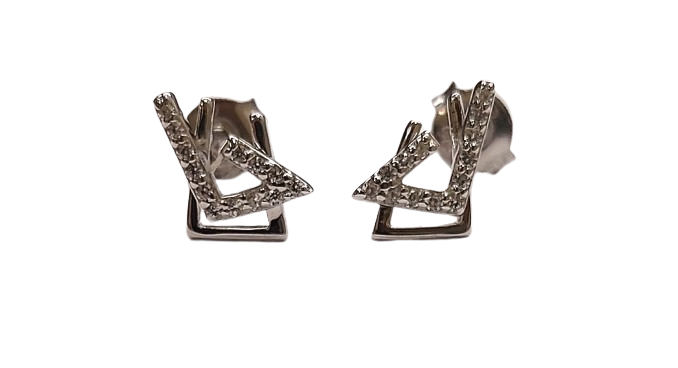 Boucle d\'oreilles argent & Oxydes de zirconium - motif runique