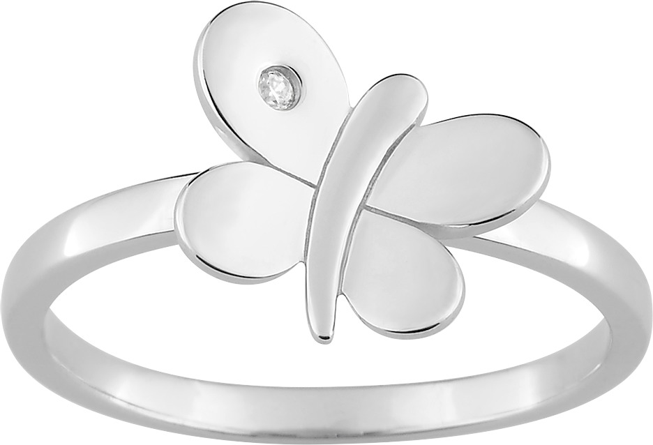 Bague argent rhodié & Oxyde de Zirconium - Papillon