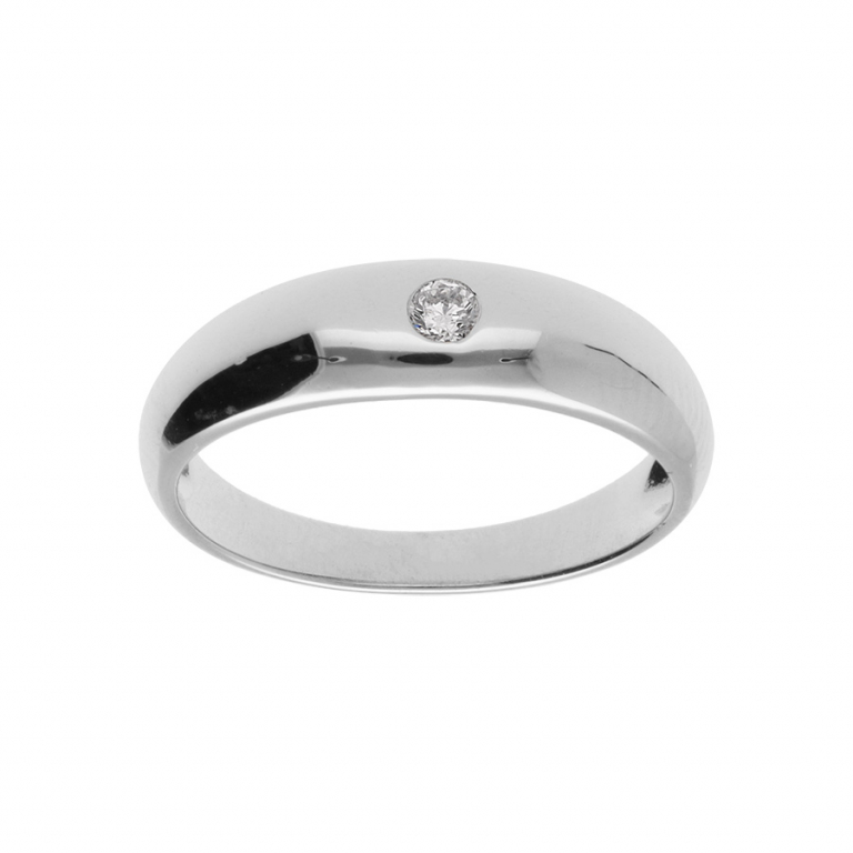 Jonc anglais argent rhodié & Oxyde de Zirconium