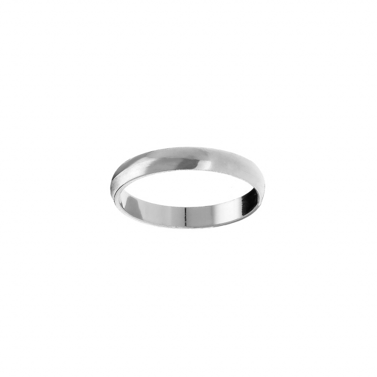 Alliance demi-jonc lisse en argent rhodié