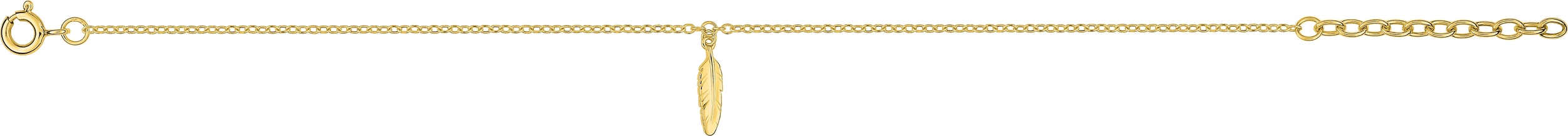 Bracelet plaqué or pendent plume - 19cm