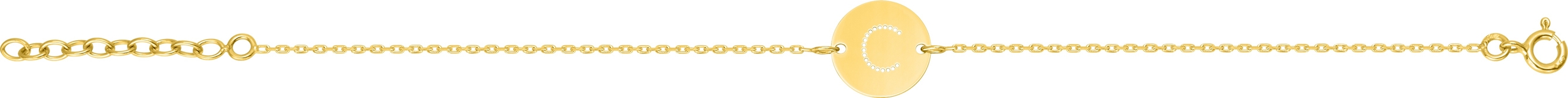 Bracelet plaqué or & jeton initiale personnalisable - 18cm