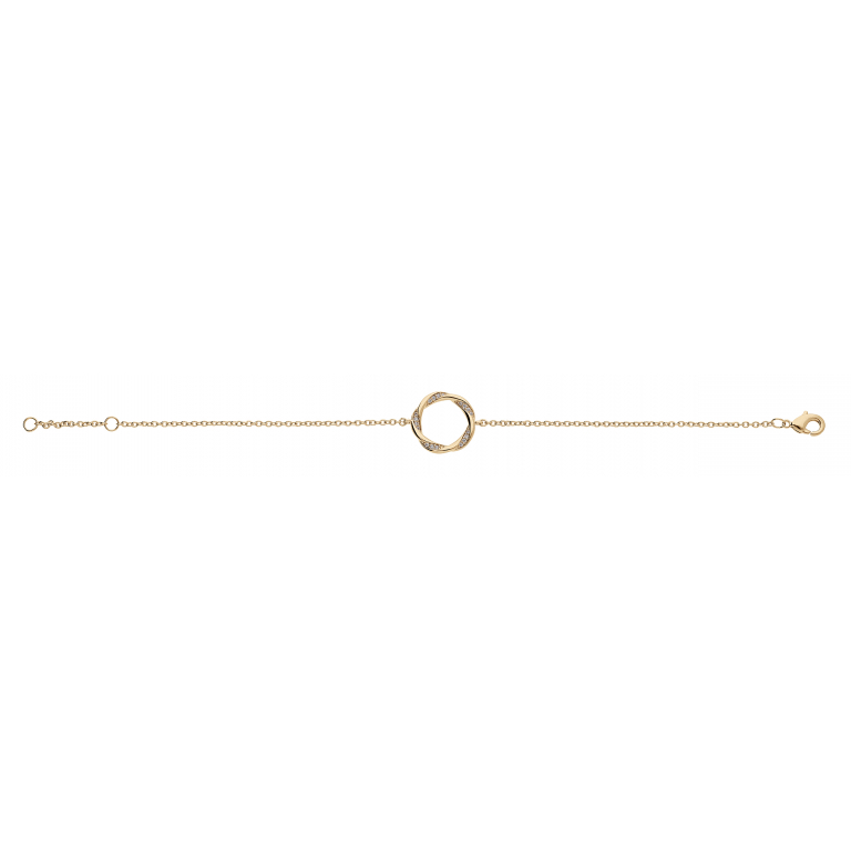 Bracelet plaqué or & Oxydes de Zirconium cercle torsadé - 18cm