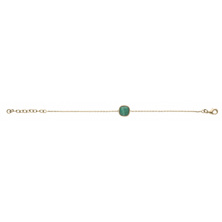 Bracelet plaqué or & Malachite - 18cm