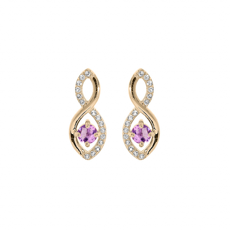 Boucles d\'oreilles plaqué or Améthyste & Oxydes de Zirconium