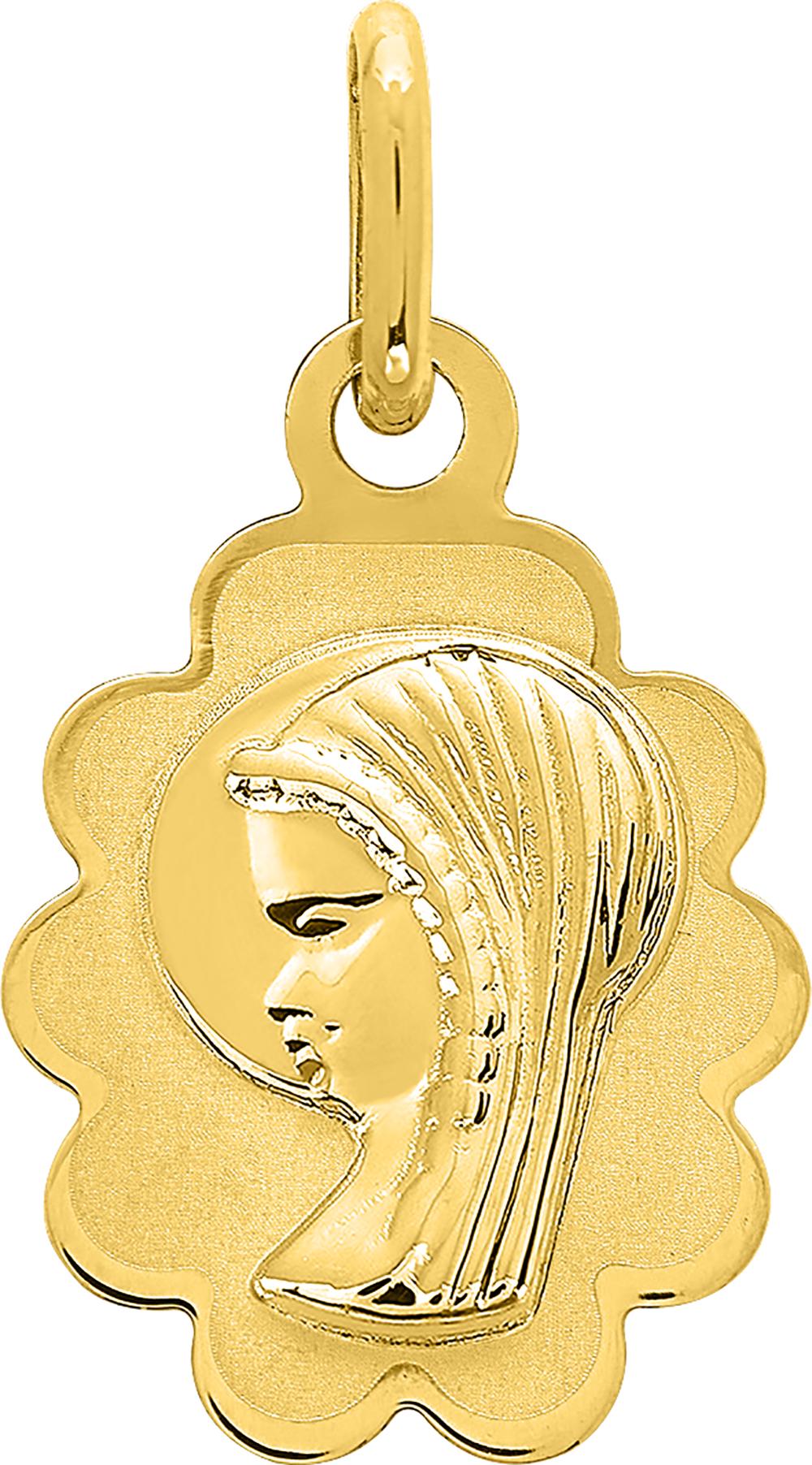 Pendentif or jaune 18K - Vierge - 14x12mm