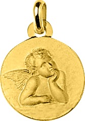 Pendentif or jaune 18K - Ange - 14mm de diamètre